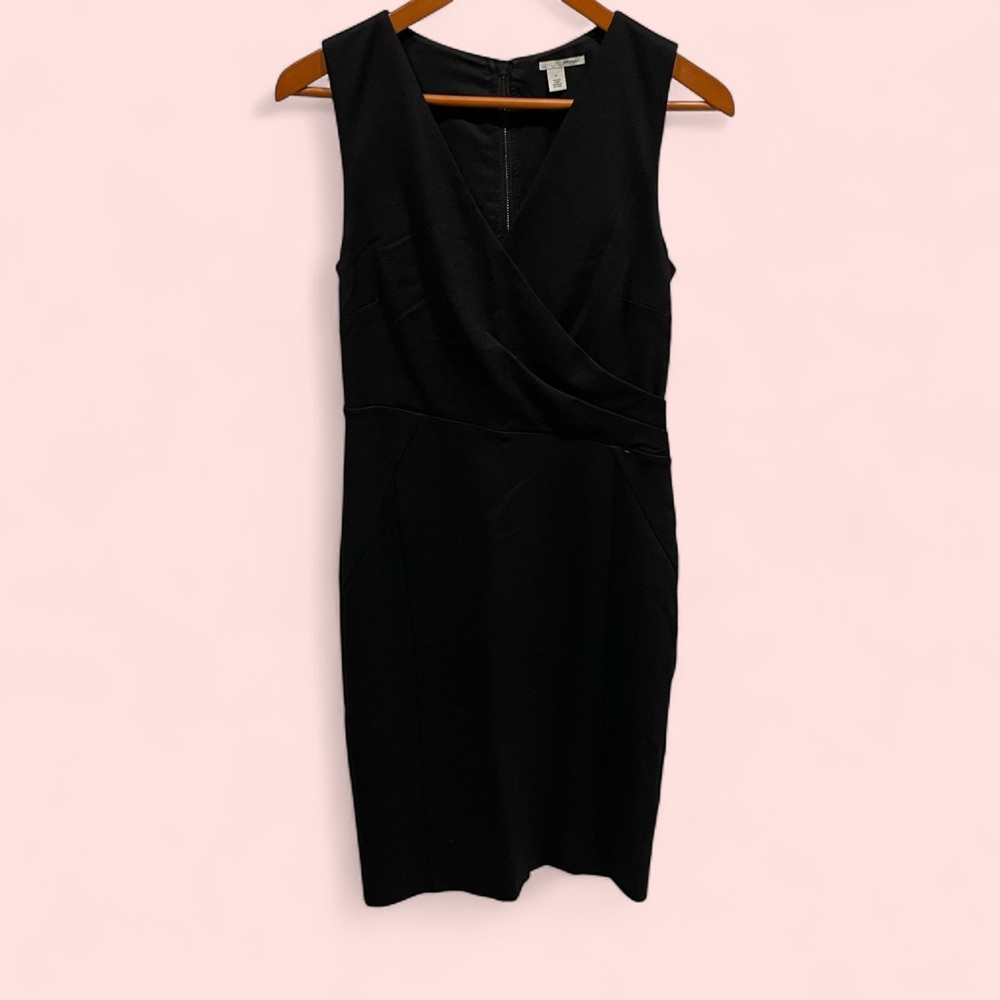 Halogen black faux wrap sheath dress stretchy suit office wedding midi dress